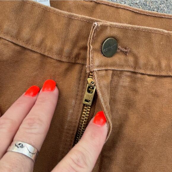 Men’s Carhartt Washed Duck Brown Canvas Loose Fit Work Pants B11 BRN Size 42x30 - Picture 4 of 7